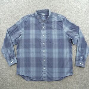 Rhone Shirt Mens 2XL XXL Blue Button Up Long Sleeve Plaid Commuter